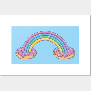 rainbow and donuts Posters and Art